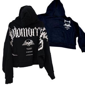 Civil Regime No Tomorrow Odin Skull Hoodie Sz L Oversized Cropped Heavy kangaroo